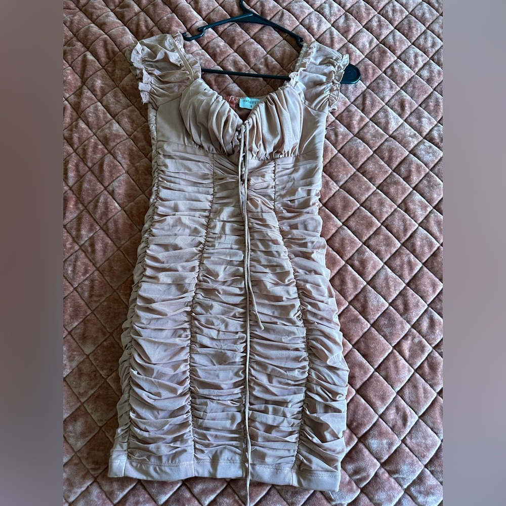 Ruffled pink body con dress